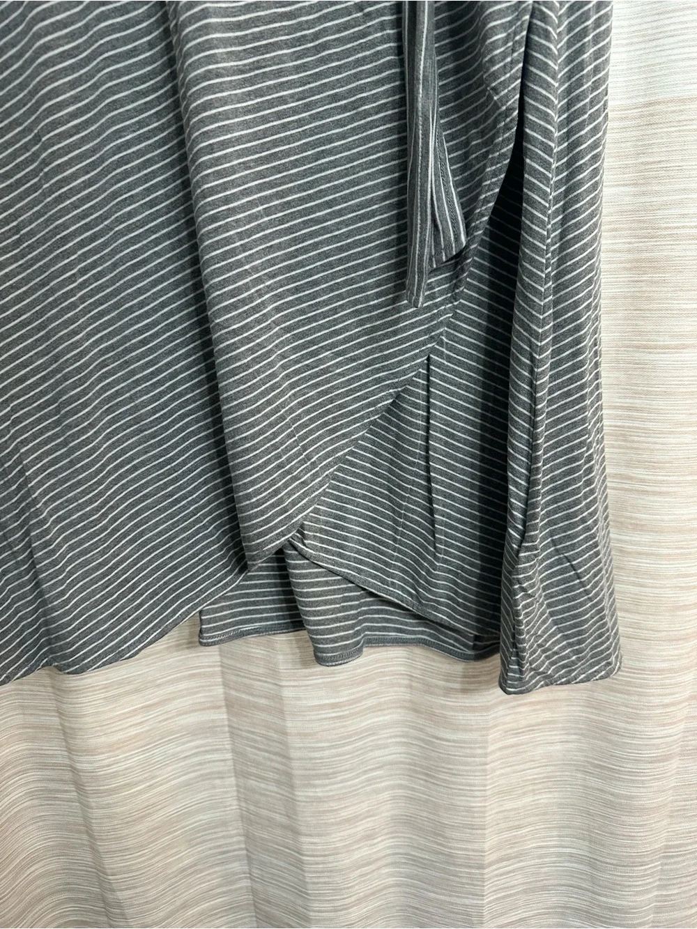 GAP Gray Striped Wrap Midi Skirt with Tie Size L